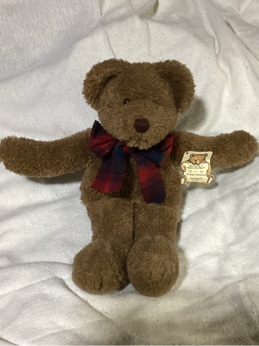 Boyds Bears Hurshel Bears in the Attic Brown Plush Bear 1996 Red Plaid Bow